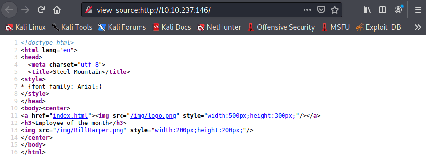 Viewing the page source